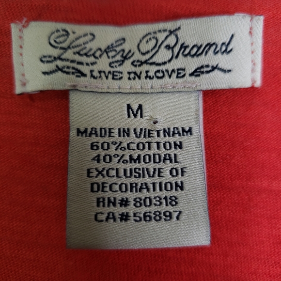 Lucky Brand Modal Crochet V Neck Tee Shirt M - Picture 2 of 7